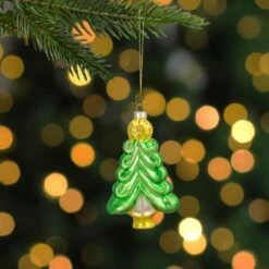Northlight 5" Pearl & Glitter Green & Gold Glass Christmas Tree Hanging Ornament -Michaels Store D491177S 12
