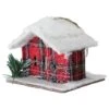 Northlight 4.5" Frosted & Glittered Red & White Plaid Snow Covered Cabin Christmas Ornament