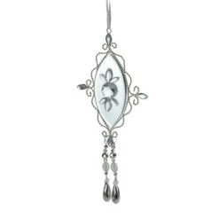 9.5" Silver Elegant Jeweled Mirrored Drop Christmas Ornament