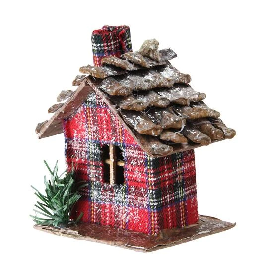 Northlight 4" Frosted & Glittered Red & Brown Plaid Country Cabin Christmas Ornament 3 Northlight 4" Frosted & Glittered Red & Brown Plaid Country Cabin Christmas Ornament - Image 3