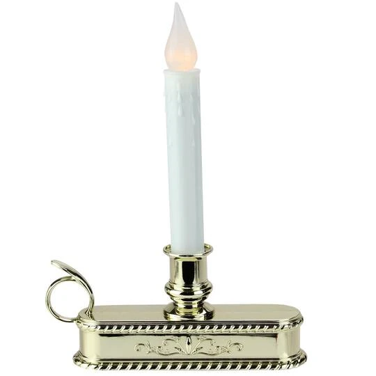 Northlight 8.75" Pre-Lit White & Gold LED C5 Flickering Christmas Candle Lamp With Handle Base 4 Northlight 8.75" Pre-Lit White & Gold LED C5 Flickering Christmas Candle Lamp With Handle Base - Image 4