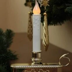 Northlight 8.75" Pre-Lit White & Gold LED C5 Flickering Christmas Candle Lamp With Handle Base 10 Northlight 8.75" Pre-Lit White & Gold LED C5 Flickering Christmas Candle Lamp With Handle Base -Michaels Store D491441S 12