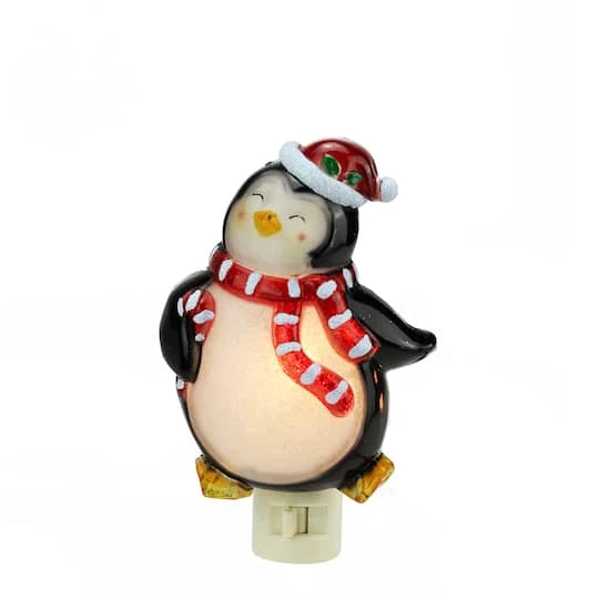 Northlight 6" Black & Red Penguin With Santa Hat Christmas Night Light 2 Northlight 6" Black & Red Penguin With Santa Hat Christmas Night Light - Image 2