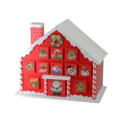 Northlight 10.25" Red & White Advent House With Chimney Storage Box -Michaels Store D491523S 2