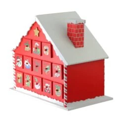 Northlight 10.25" Red & White Advent House With Chimney Storage Box -Michaels Store D491523S 3