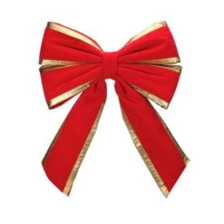 Northlight 31" Red & Gold Loop Velveteen Trim Christmas Bow
