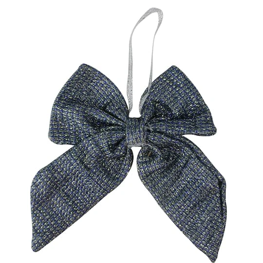 Northlight 5.25" Blue Double Loop Christmas Bow Wall Décor 2 Northlight 5.25" Blue Double Loop Christmas Bow Wall Décor - Image 2