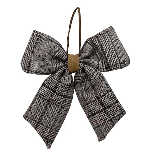 Northlight 19" Black & White Plaid Two Loop Christmas Bow Decoration 1 Northlight 19" Black & White Plaid Two Loop Christmas Bow Decoration