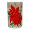 Northlight 10" Poinsettias & Gold Flameless Glass Christmas Candle Holder