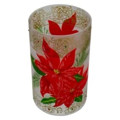 Northlight 10" Poinsettias & Gold Flameless Glass Christmas Candle Holder 10 Northlight 10" Poinsettias & Gold Flameless Glass Christmas Candle Holder -Michaels Store D491535S 3