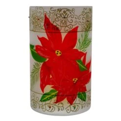 Northlight 10" Poinsettias & Gold Flameless Glass Christmas Candle Holder 13 Northlight 10" Poinsettias & Gold Flameless Glass Christmas Candle Holder -Michaels Store D491535S 6