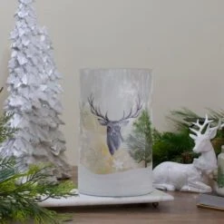 Northlight 10" Winter Deer Flameless Glass Christmas Candle Holder -Michaels Store D491536S 2