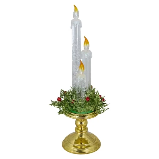 Northlight 14.5" Lighted Water Candle On Gold Base With Berries 2 Northlight 14.5" Lighted Water Candle On Gold Base With Berries - Image 2