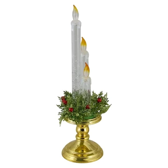 Northlight 14.5" Lighted Water Candle On Gold Base With Berries 5 Northlight 14.5" Lighted Water Candle On Gold Base With Berries - Image 5