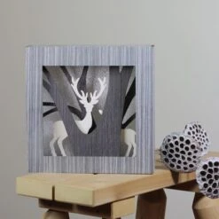 Northlight 12" Glittered Woodland Deer Silhouette Box Framed Christmas Table Décor -Michaels Store D491567S 3