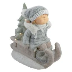 Northlight 15" Lighted Girl On Sled Tabletop Decoration