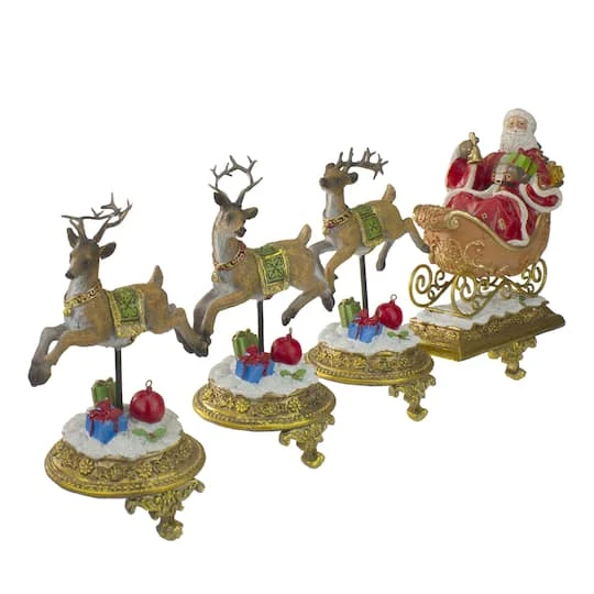 Northlight 9.5" Santa & Reindeer Christmas Stocking Holder Set 4 Northlight 9.5" Santa & Reindeer Christmas Stocking Holder Set - Image 4