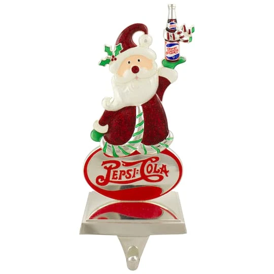 Northlight 9.75" Silver Pepsi-Cola Santa Claus Christmas Stocking Holder 2 Northlight 9.75" Silver Pepsi-Cola Santa Claus Christmas Stocking Holder - Image 2