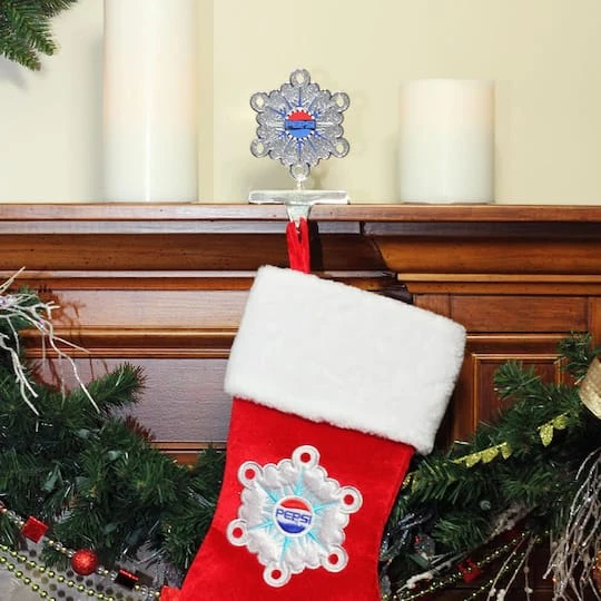 Northlight 6.5" Silver & Blue Pepsi Snowflake Christmas Stocking Holder 3 Northlight 6.5" Silver & Blue Pepsi Snowflake Christmas Stocking Holder - Image 3