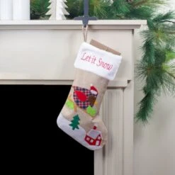 Northlight 19" Let It Snow Bird Burlap Christmas Stocking -Michaels Store D491604S 2