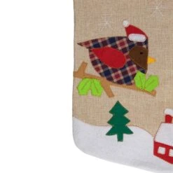 Northlight 19" Let It Snow Bird Burlap Christmas Stocking -Michaels Store D491604S 3