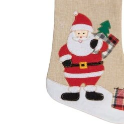 Northlight 19" Beige & Red Burlap Santa Christmas Stocking -Michaels Store D491606S 3