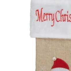 Northlight 19" Beige & Red Burlap Santa Christmas Stocking -Michaels Store D491606S 4