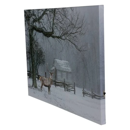 Northlight Lighted Winter Cottage Forest Scene Christmas Canvas Wall Art 3 Northlight Lighted Winter Cottage Forest Scene Christmas Canvas Wall Art - Image 3