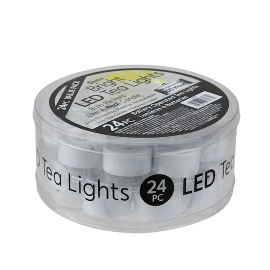 LED Lighted Flickering Flameless White Christmas Tea Light Candles, 24ct. 3 LED Lighted Flickering Flameless White Christmas Tea Light Candles, 24ct. - Image 3