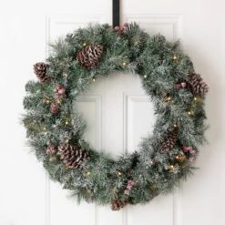 Glitzhome® 24" Pre-Lit Glittered Pinecone Christmas Wreath & Matched 9ft. Garlands Set -Michaels Store D493614S 4