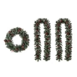 Glitzhome® 24" Pre-Lit Glittered Pinecone Christmas Wreath & Matched 9ft. Garlands Set -Michaels Store D493614S 7