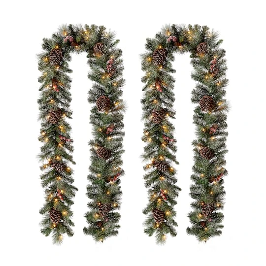 Glitzhome® 9ft. LED Glittered Pinecone Christmas Garlands, 2ct. 2 Glitzhome® 9ft. LED Glittered Pinecone Christmas Garlands, 2ct. - Image 2