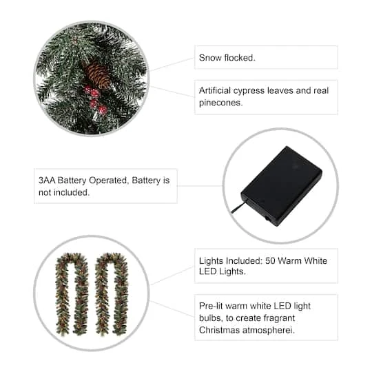 Glitzhome® 9ft. LED Glittered Pinecone Christmas Garlands, 2ct. 8 Glitzhome® 9ft. LED Glittered Pinecone Christmas Garlands, 2ct. - Image 8