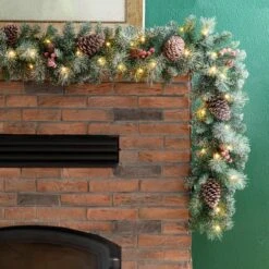 Glitzhome® 9ft. Pre-Lit Glittery Pinecone Christmas Garland With Timer, 2ct. -Michaels Store D493618S 4