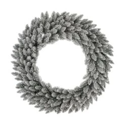Glitzhome® 36" Pre-Lit Snow Flocked Christmas Wreath, Warm White Lights -Michaels Store D493628S 4