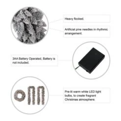 Glitzhome® Pre-Lit Flocked Christmas Wreath & Garland Set With Timer, 3 Functions -Michaels Store D493635S 8