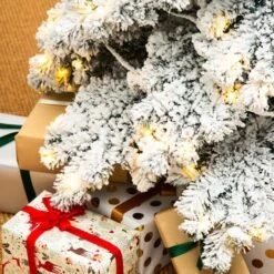 7.5ft Pre-Lit Flocked Layered Spruce Artificial Christmas Tree, Warm White LED Lights -Michaels Store D494329S 5