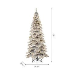 7.5ft Pre-Lit Flocked Layered Spruce Artificial Christmas Tree, Warm White LED Lights -Michaels Store D494329S 6