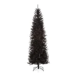 7.5ft. Unlit Black Tinsel Artificial Christmas Tree