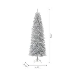 7.5ft. Unlit Silver Tinsel Artificial Christmas Tree -Michaels Store D494334S 6