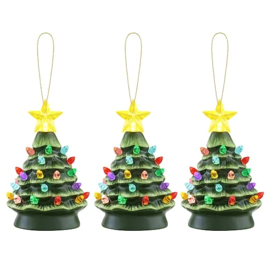 5" LED Green Nostalgic Trees Figurine Set 2 5" LED Green Nostalgic Trees Figurine Set - Image 2