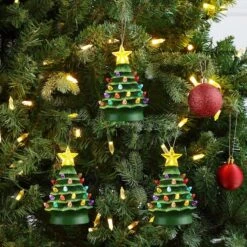 5" LED Green Nostalgic Trees Figurine Set 5 5" LED Green Nostalgic Trees Figurine Set -Michaels Store D511940S 2