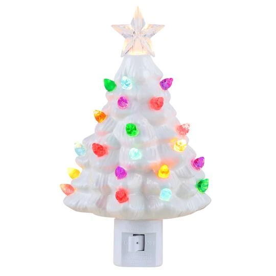 White Nostalgic Christmas Tree Nightlight, 2ct. 2 White Nostalgic Christmas Tree Nightlight, 2ct. - Image 2