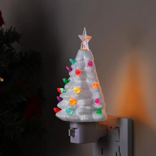 White Nostalgic Christmas Tree Nightlight, 2ct. 3 White Nostalgic Christmas Tree Nightlight, 2ct. - Image 3