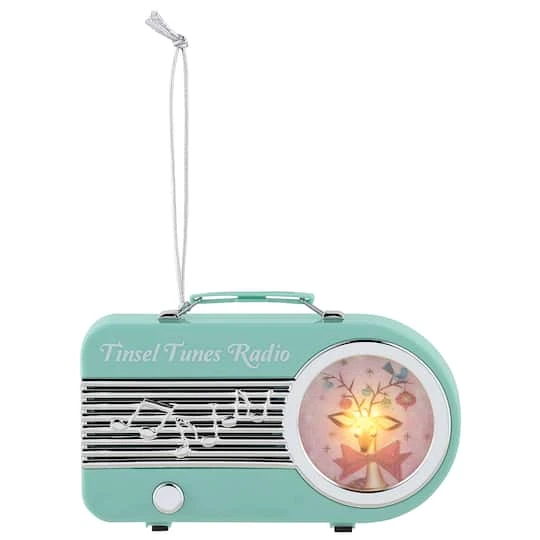 Miniature Teal Vintage Radio Ornament 2 Miniature Teal Vintage Radio Ornament - Image 2