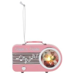 Miniature Pink Vintage Radio Ornament