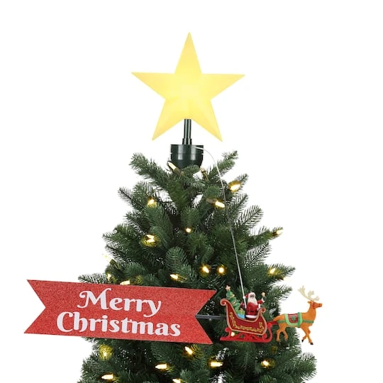 Santa's Sleigh Believe Banner Animated Christmas Tree Topper 2 Santa's Sleigh Believe Banner Animated Christmas Tree Topper - Image 2