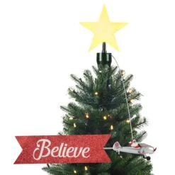 Santa's Plane & Banner Animated Christmas Tree Topper