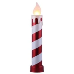 3ft. LED Red & White Striped Metallic Candle Décor