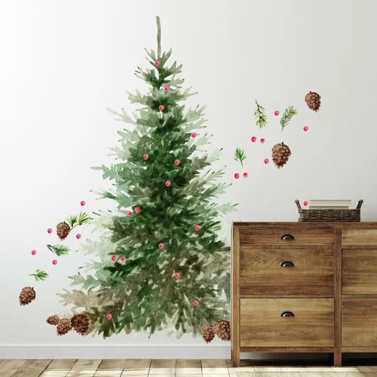 Roommates Watercolor Evergreen Peel And Stick Giant Wall Decals 3 Roommates Watercolor Evergreen Peel And Stick Giant Wall Decals - Image 3